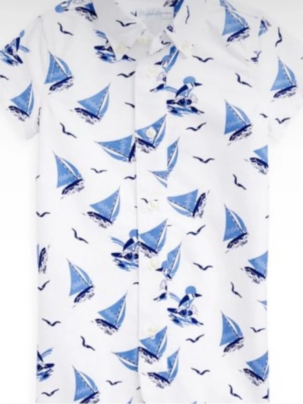 Ralph Lauren White Romper with Blue Nautical Print 18 months